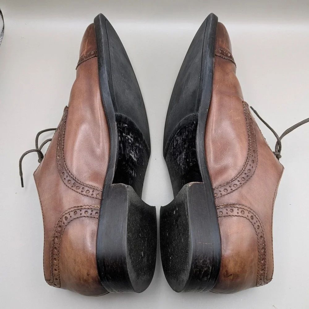 To Boot New York Bolzano Brown Leather Cap Toe Brogue Oxford Shoes Mens 10 M